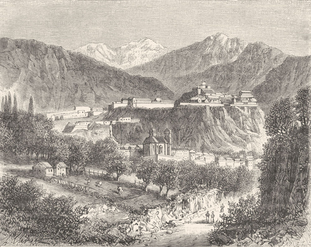 HAUTES ALPES. Murailles Vaudois, Pentree Vallouise 1881 old antique print